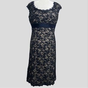 Karen Miller Navy Blue Lace‎ Dress with Bead Embellishments Women's Size 8